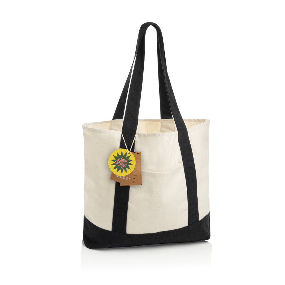 SHOP LOCAL AWARE™ recycled cotton 350gsm Tote bag - zwart (± PMS Black)