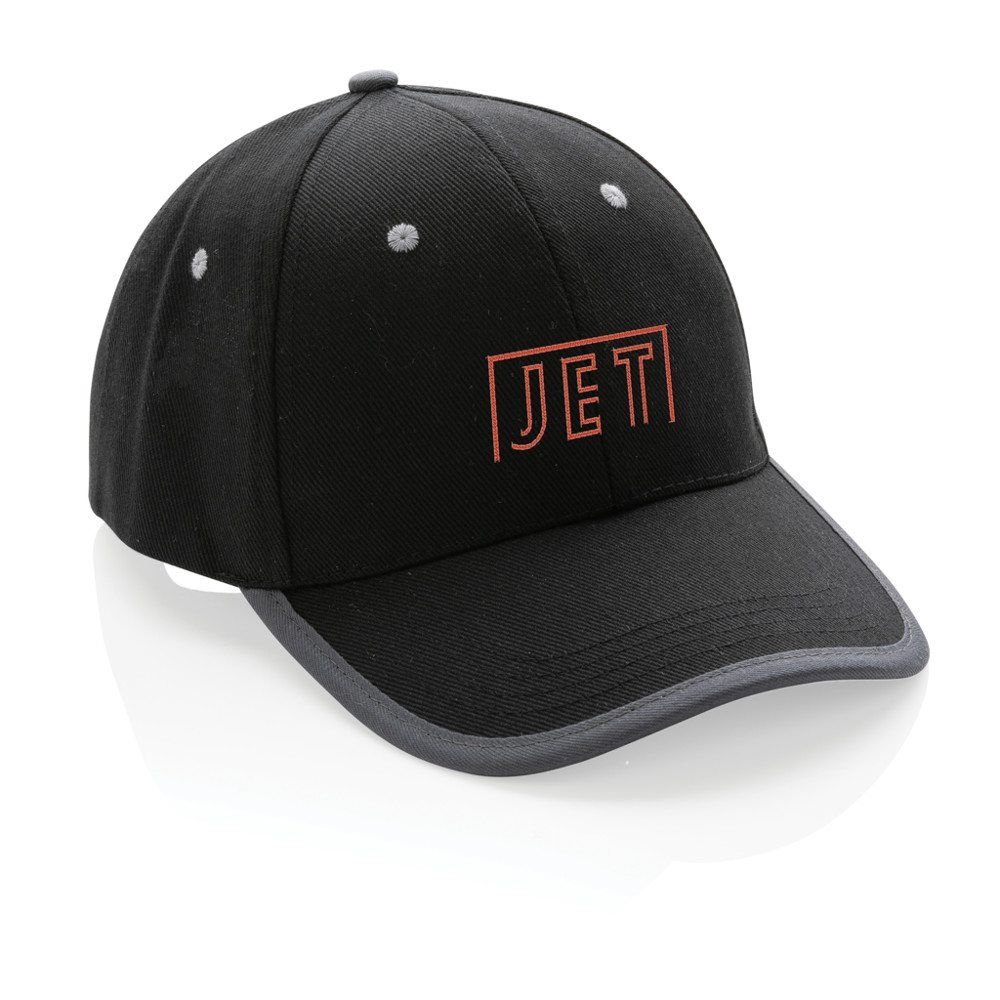 Impact AWARE™ 6 panel 280gr recycled katoen cap met bies