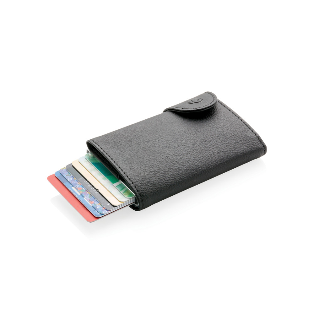 C-Secure aluminium RFID kaarthouder & portemonnee - zwart, zilver (± PMS Black/ ± PMS 428)