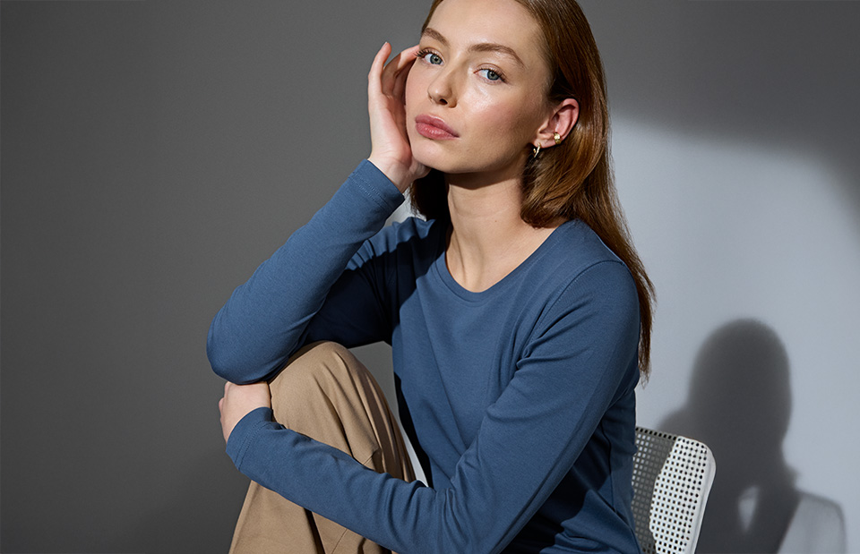 Interlock T-shirt | lange mouw | dames