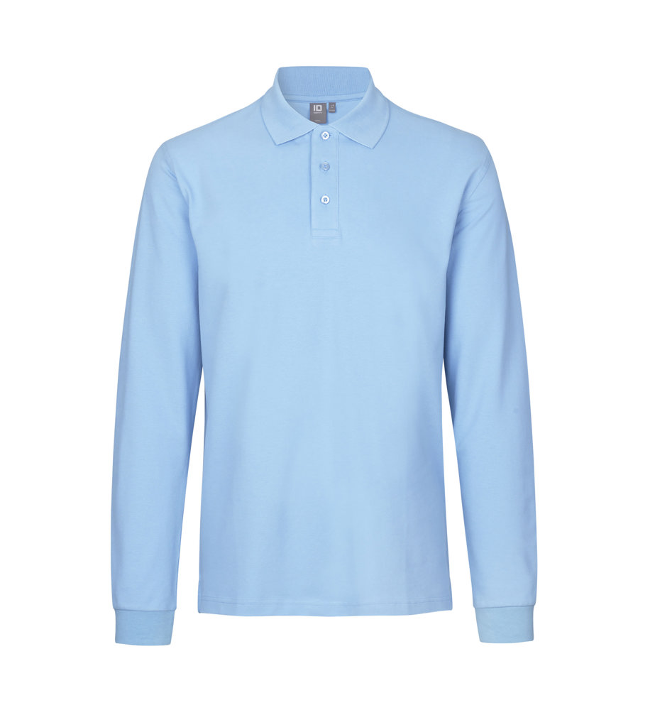 Poloshirt met lange mouw | stretch - Lichtblauw (C-700)