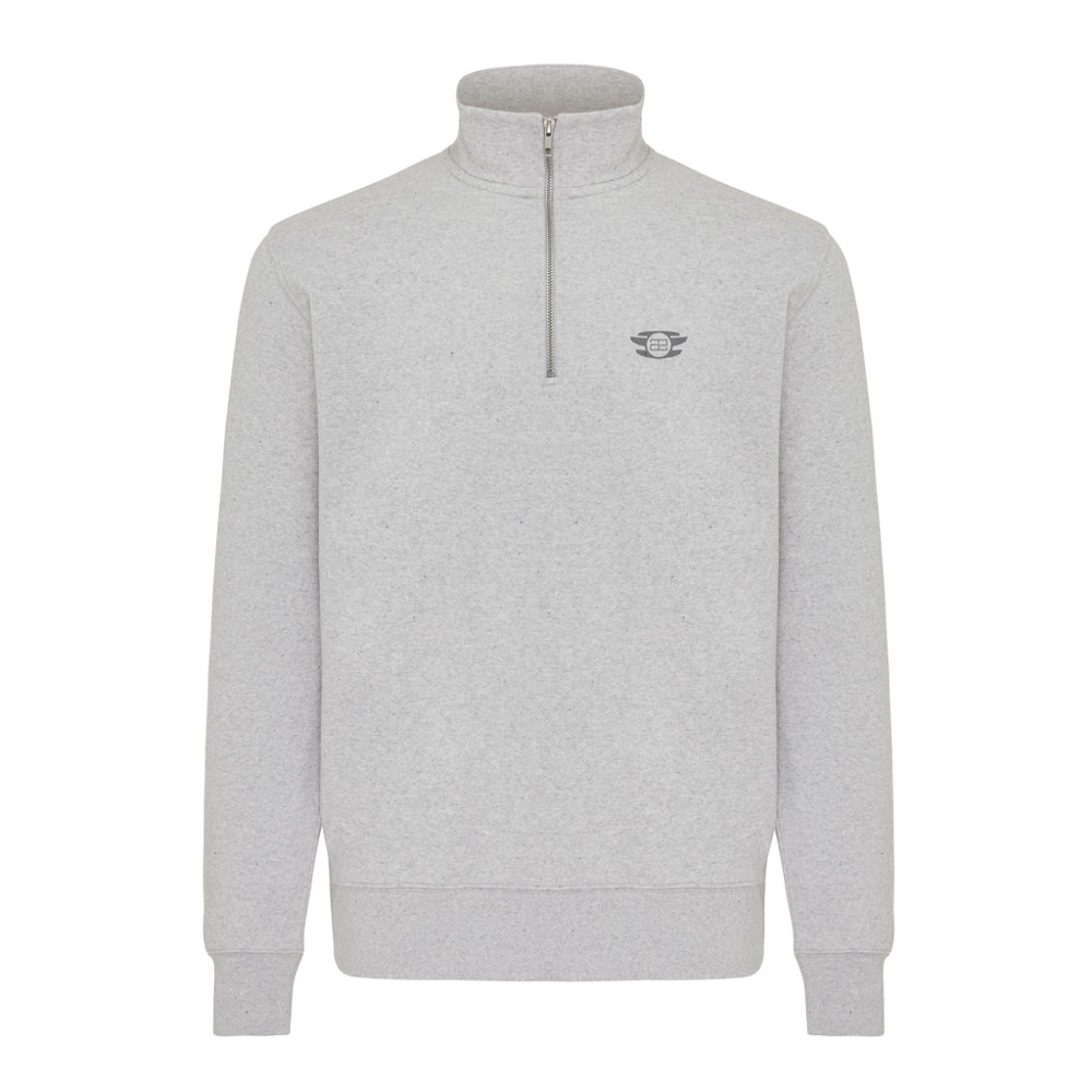IQONIQ Elgon gerecycled katoen sweater met kwartritssluiting