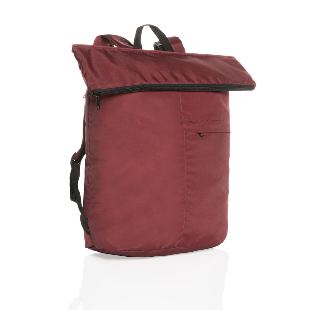Dillon AWARE™ RPET lichtgewicht opvouwbare rugzak - rood (± PMS 19-1934 TCX)