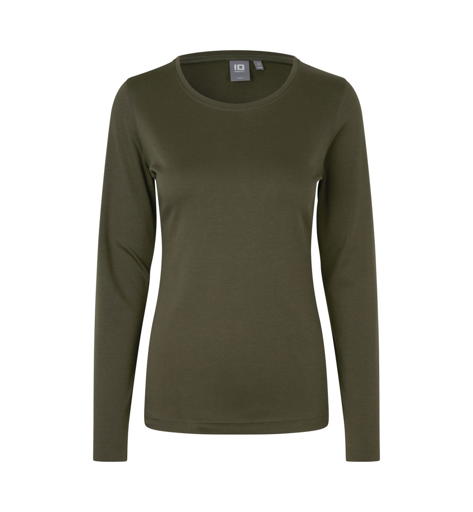 Interlock T-shirt | lange mouw | dames - Olijf (C-570)