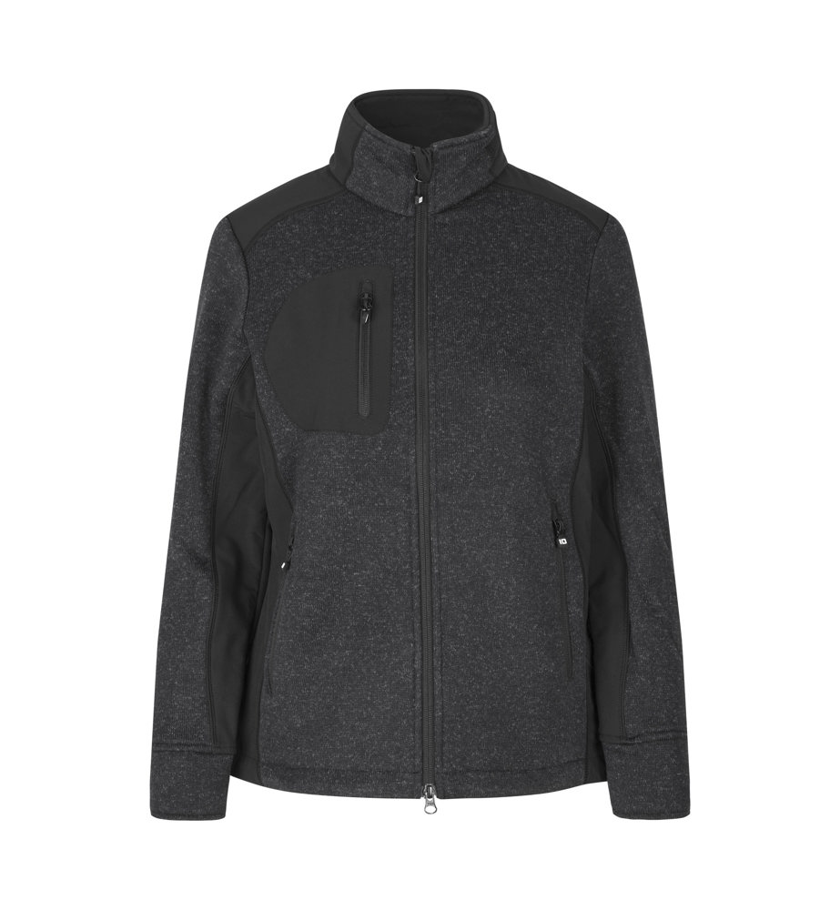 Cardigan | gebreide fleece | dames - Antraciet melange (C-230)