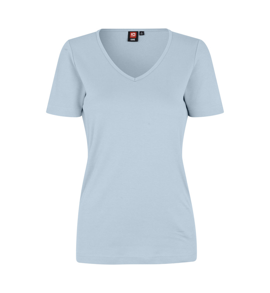 Interlock T-shirt | v-hals | dames - Lichtblauw (C-700)