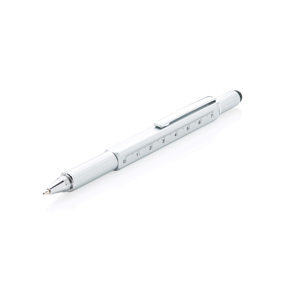 5-in-1 aluminium toolpen - grijs (± PMS 877)