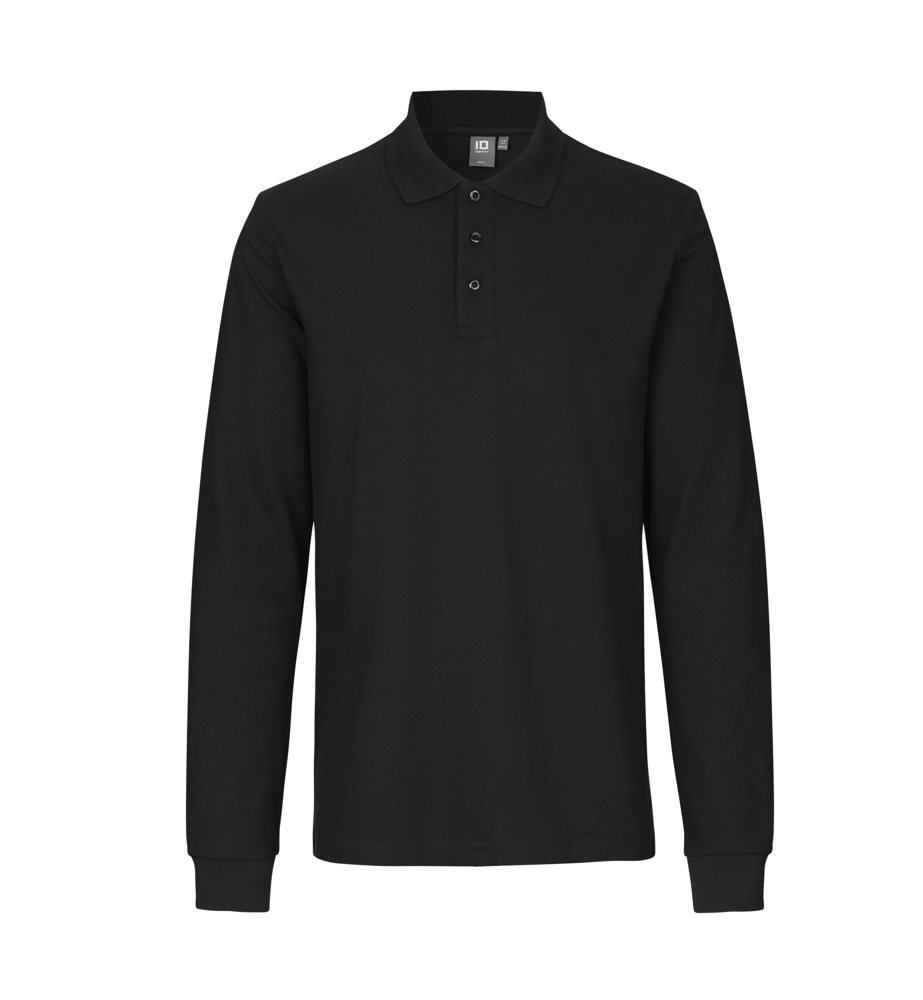Poloshirt met lange mouw | stretch - Zwart (C-900)