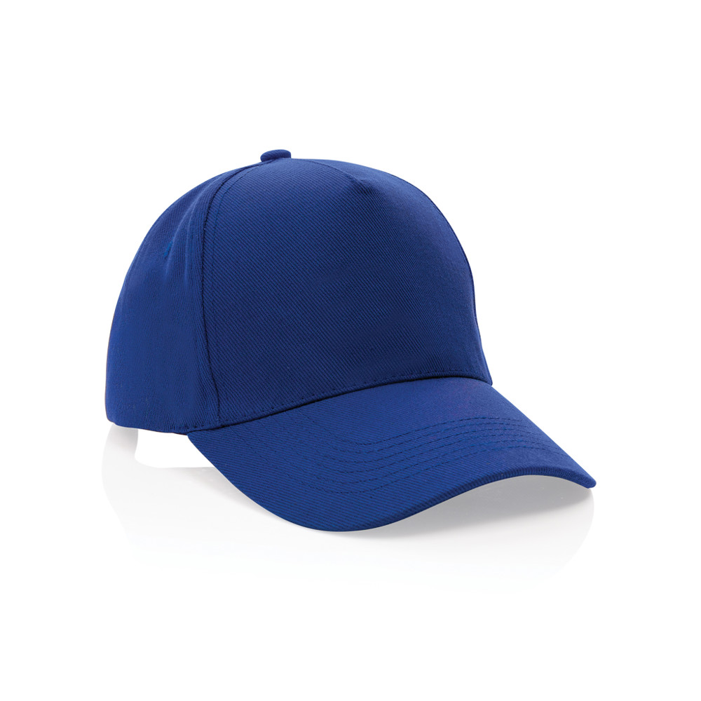 Impact AWARE™ 5 panel 280gr recycled katoenen cap - blauw (± PMS blue)