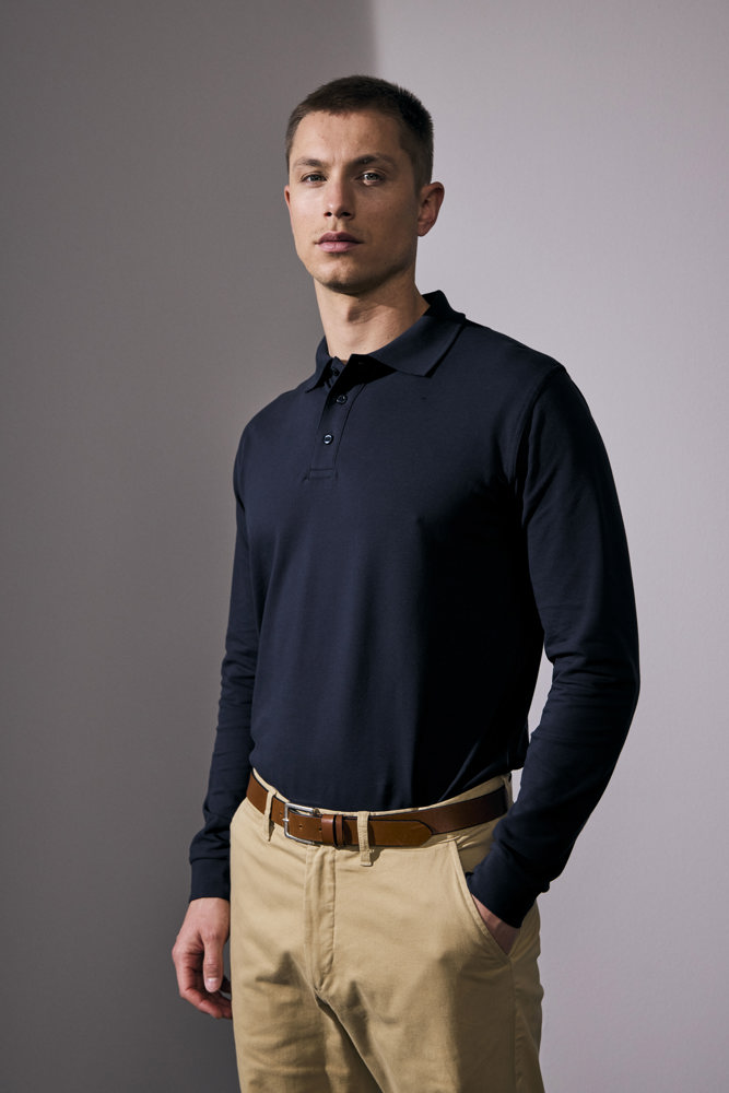 Poloshirt met lange mouw | stretch