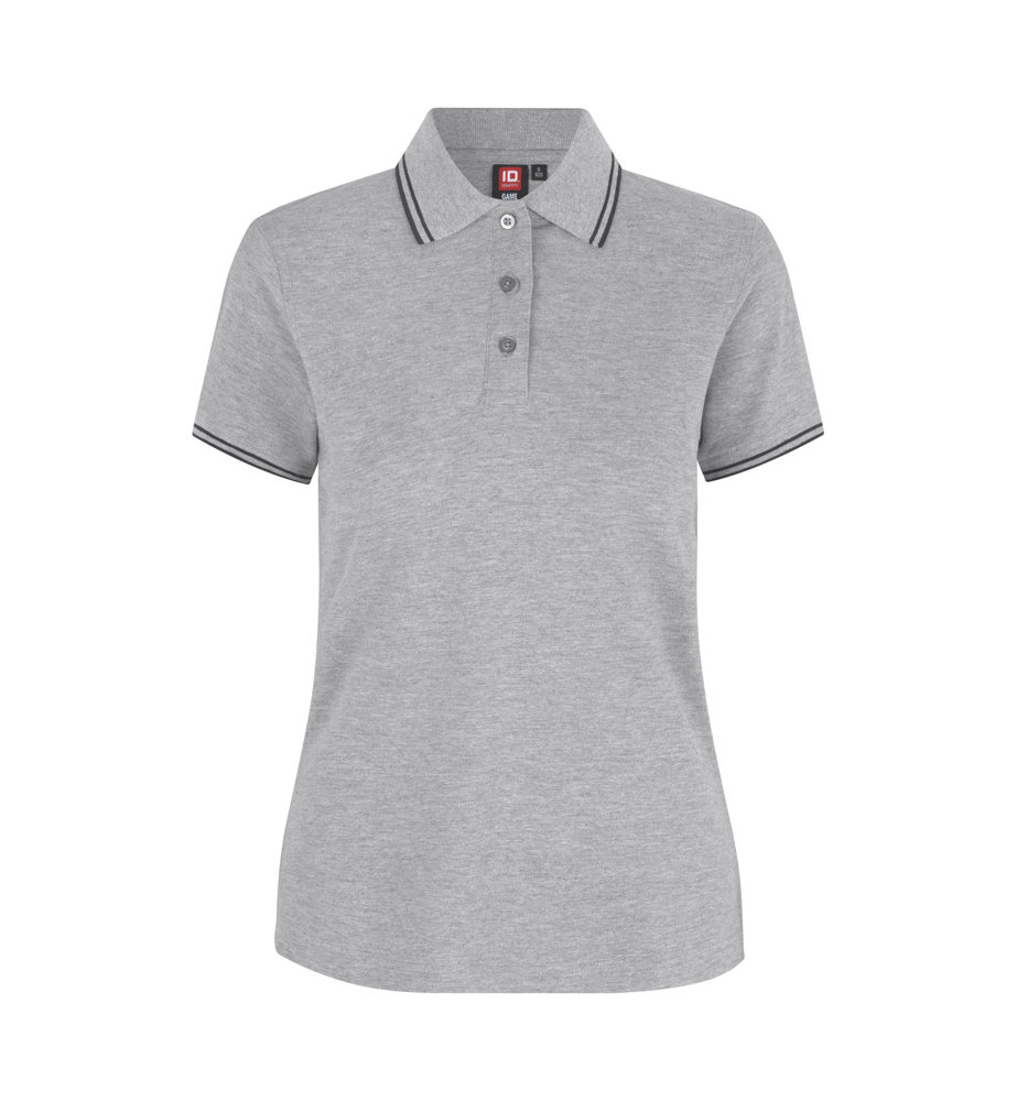 Contrast poloshirt | stretch | dames - Grijs gemêleerd (C-210)