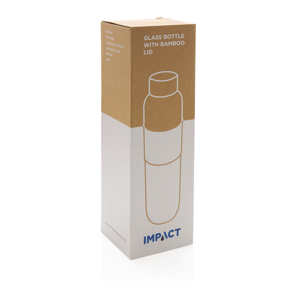 Impact borosilicaat glazen fles met bamboe deksel