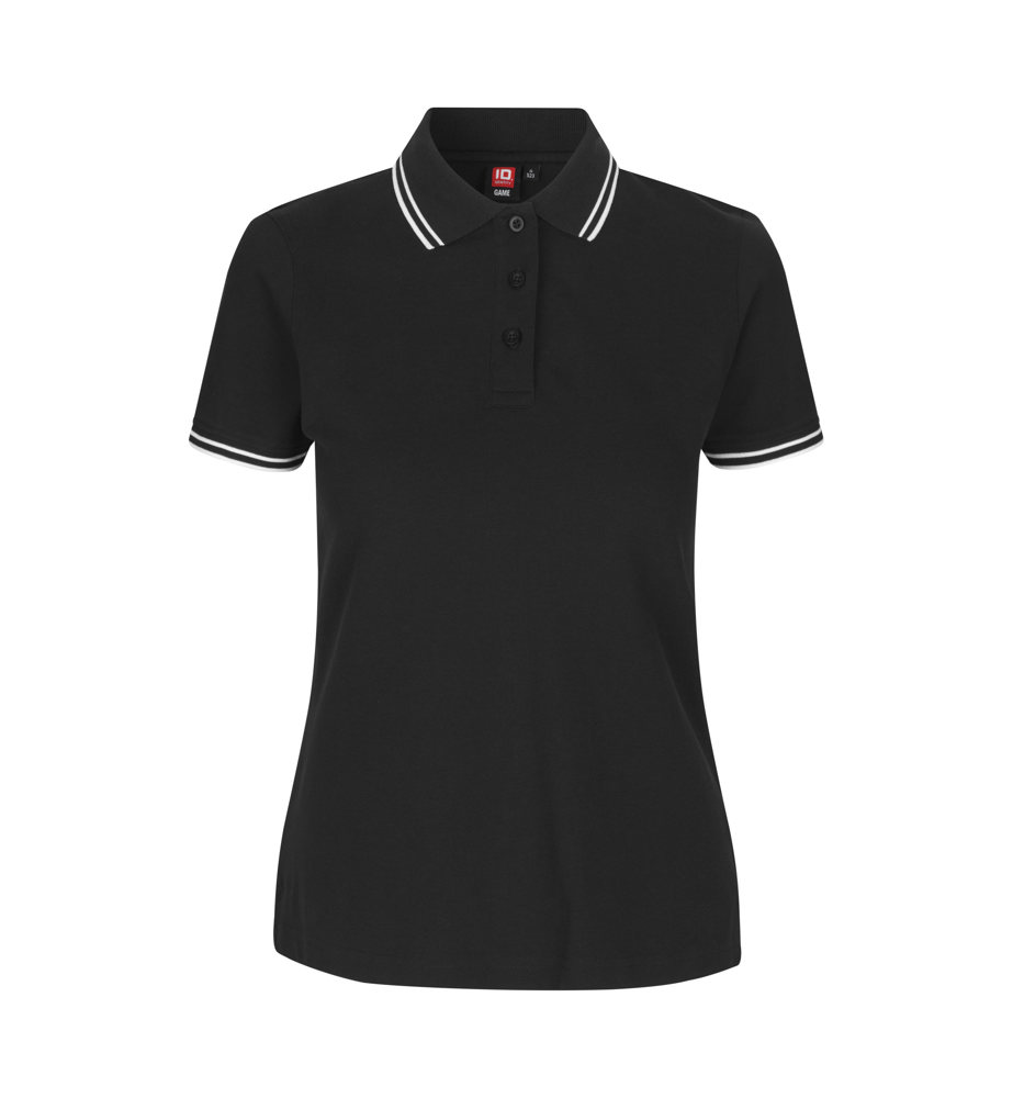 Contrast poloshirt | stretch | dames - Zwart (C-900)