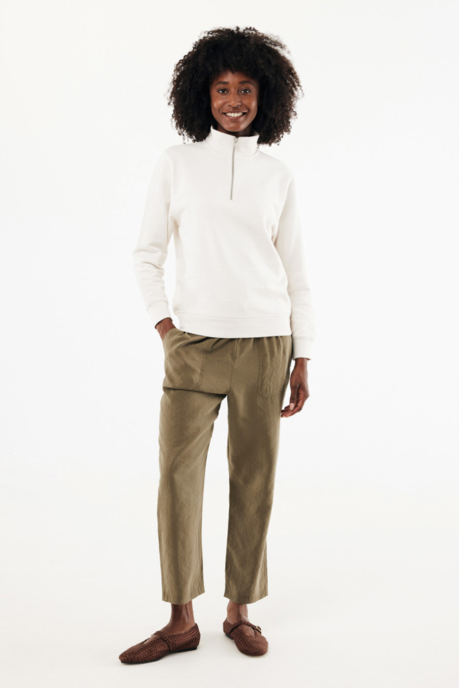 IQONIQ Elgon gerecycled katoen sweater met kwartritssluiting