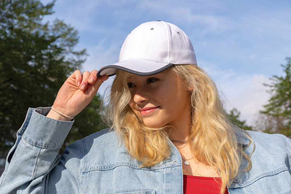 Impact AWARE™ 6 panel 280gr recycled katoen cap met bies