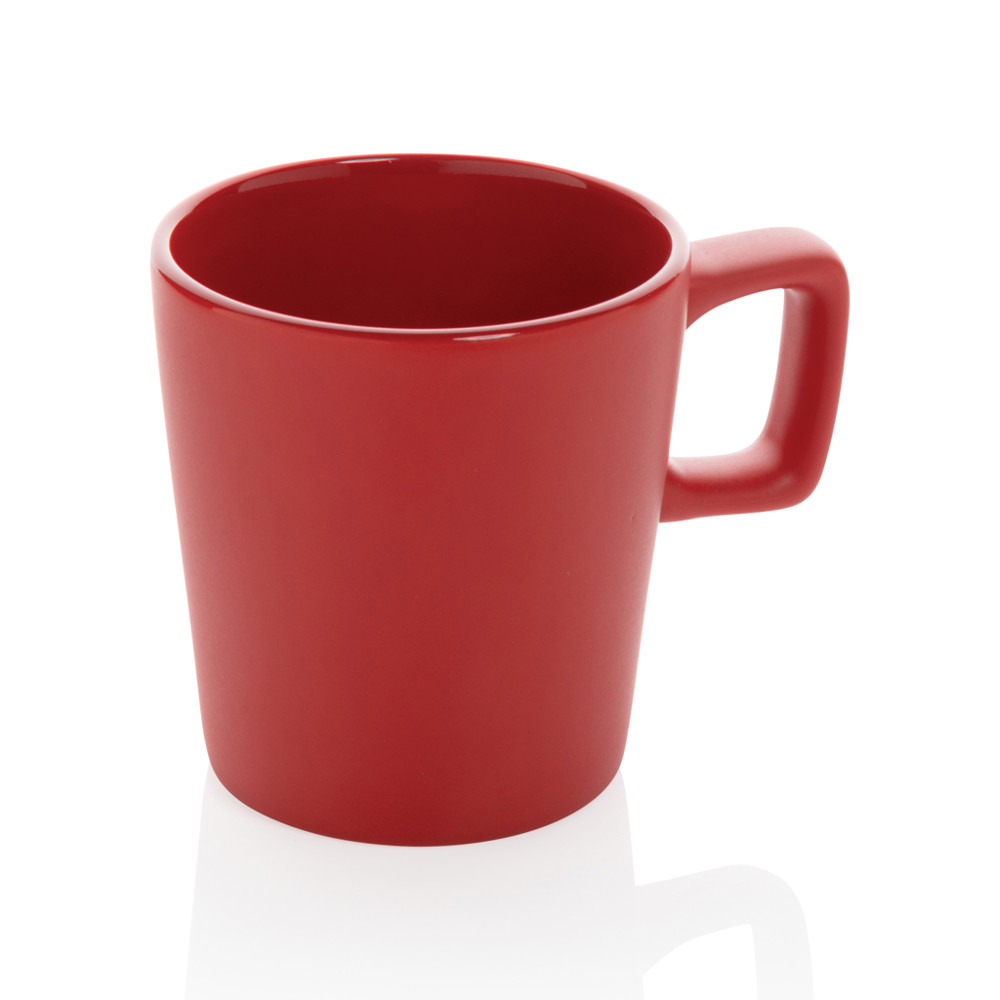 Keramische moderne koffiemok 300 ml - rood (± PMS 19-1662TCX)