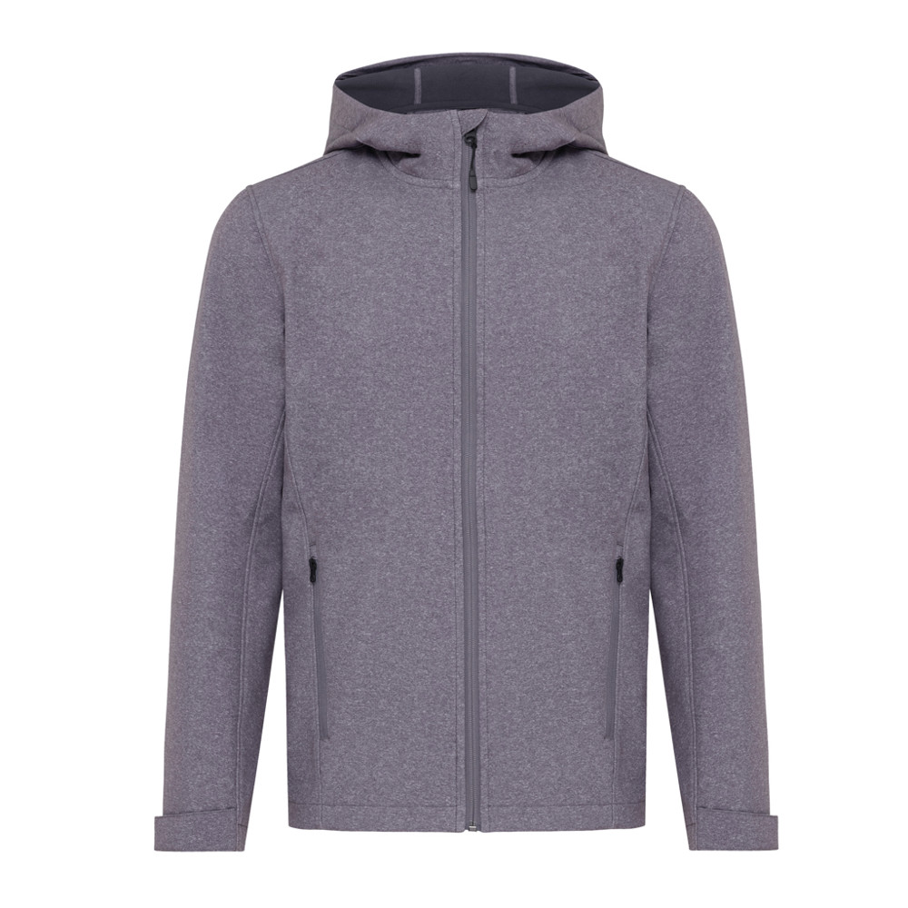 IQONIQ Makalu gerecycled polyester softshell jas - vulcano heather grey (± PMS 17-3911 TCX)
