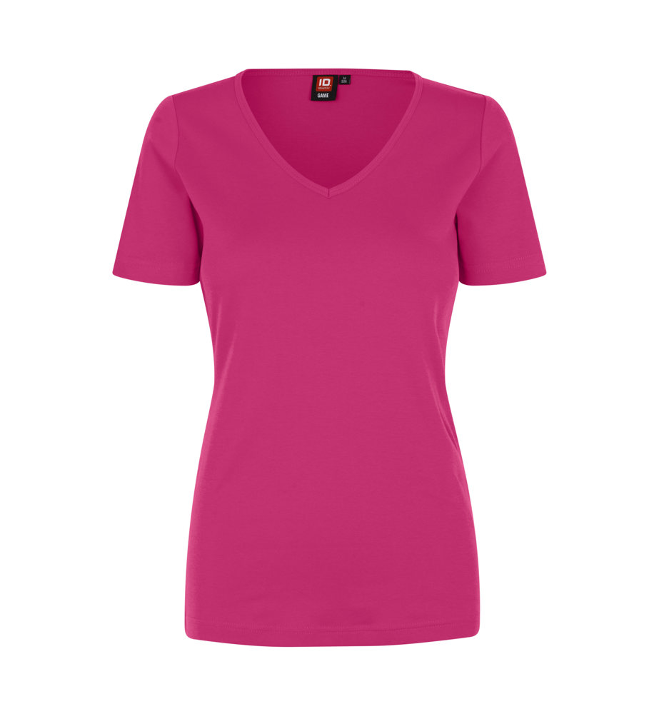 Interlock T-shirt | v-hals | dames - Roze (C-310)