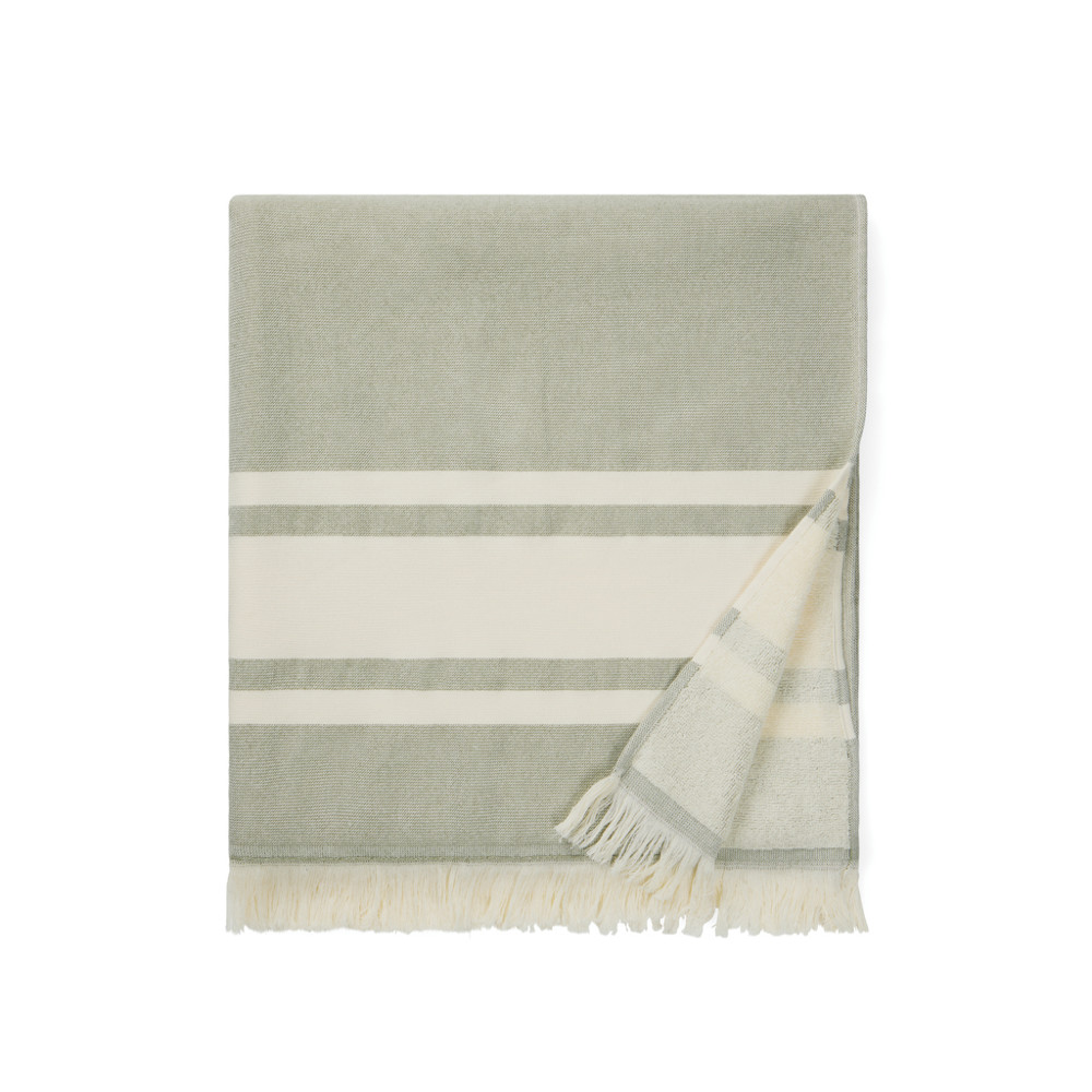 VINGA Tolo terry hamam handdoek - groen, gebroken wit (± PMS 17-0115 TPG/ ± PMS 11-0606 TPG)