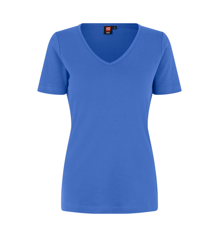 Interlock T-shirt | v-hals | dames - Azur (C-735)