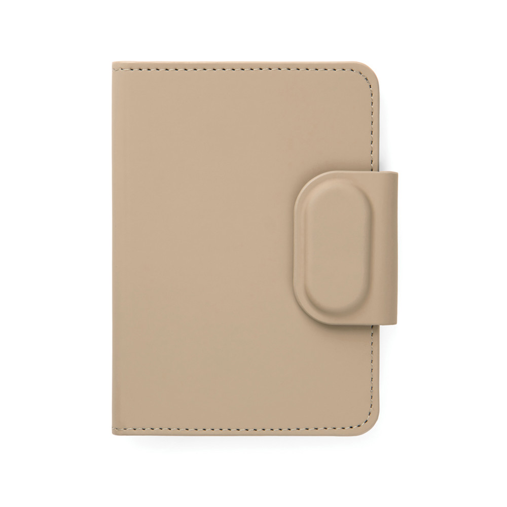 VINGA Baltimore RCS Passport houder met Dual FInder - greige (± PMS 7530)