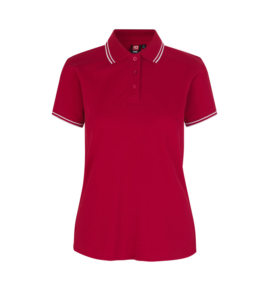 Contrast poloshirt | stretch | dames - Rood (C-330)