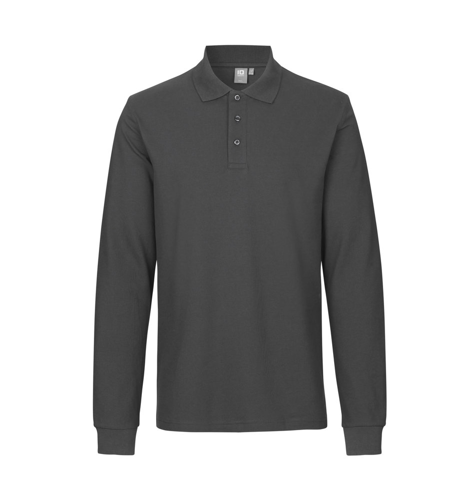 Poloshirt met lange mouw | stretch - Houtskool (C-295)