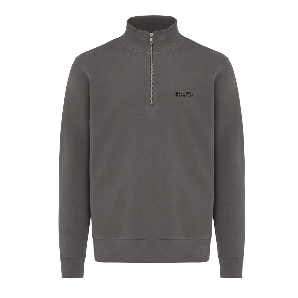 IQONIQ Elgon gerecycled katoen sweater met kwartritssluiting