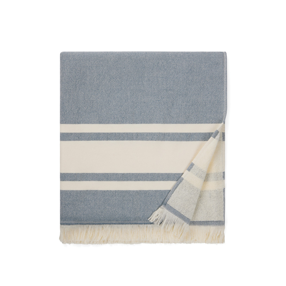 VINGA Tolo terry hamam handdoek - donkerblauw, beige (± PMS 19-4324 TPG/ ± PMS 11-0606 TCX)
