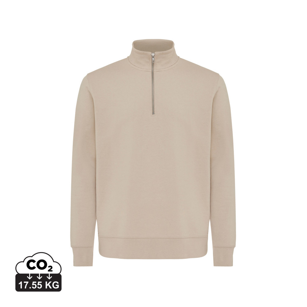 IQONIQ Elgon gerecycled katoen sweater met kwartritssluiting