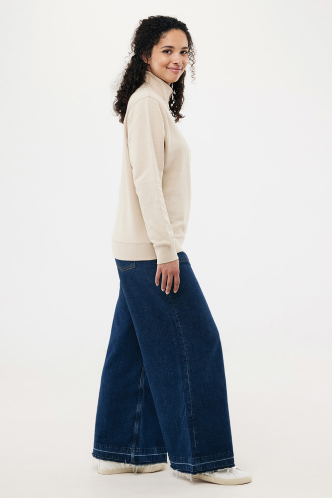 IQONIQ Elgon gerecycled katoen sweater met kwartritssluiting
