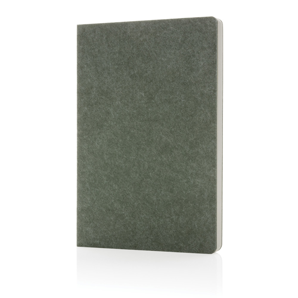 Phrase GRS gecertificeerd gerecycled vilt A5 notitieboek - groen (± PMS 17-6206 TCX)