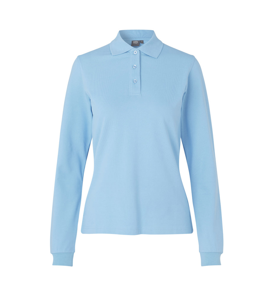 Poloshirt met lange mouw | stretch | dames - Lichtblauw (C-700)