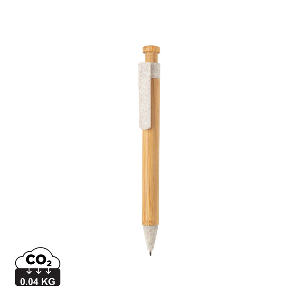 Bamboe pen met tarwestro clip