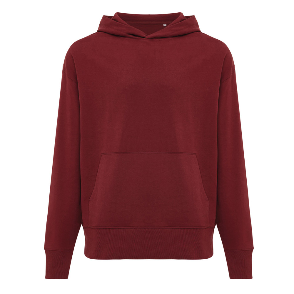 IQONIQ Yoho gerecycled katoen relaxed hoodie - bordeauxrood (± PMS 19-1724TCX)