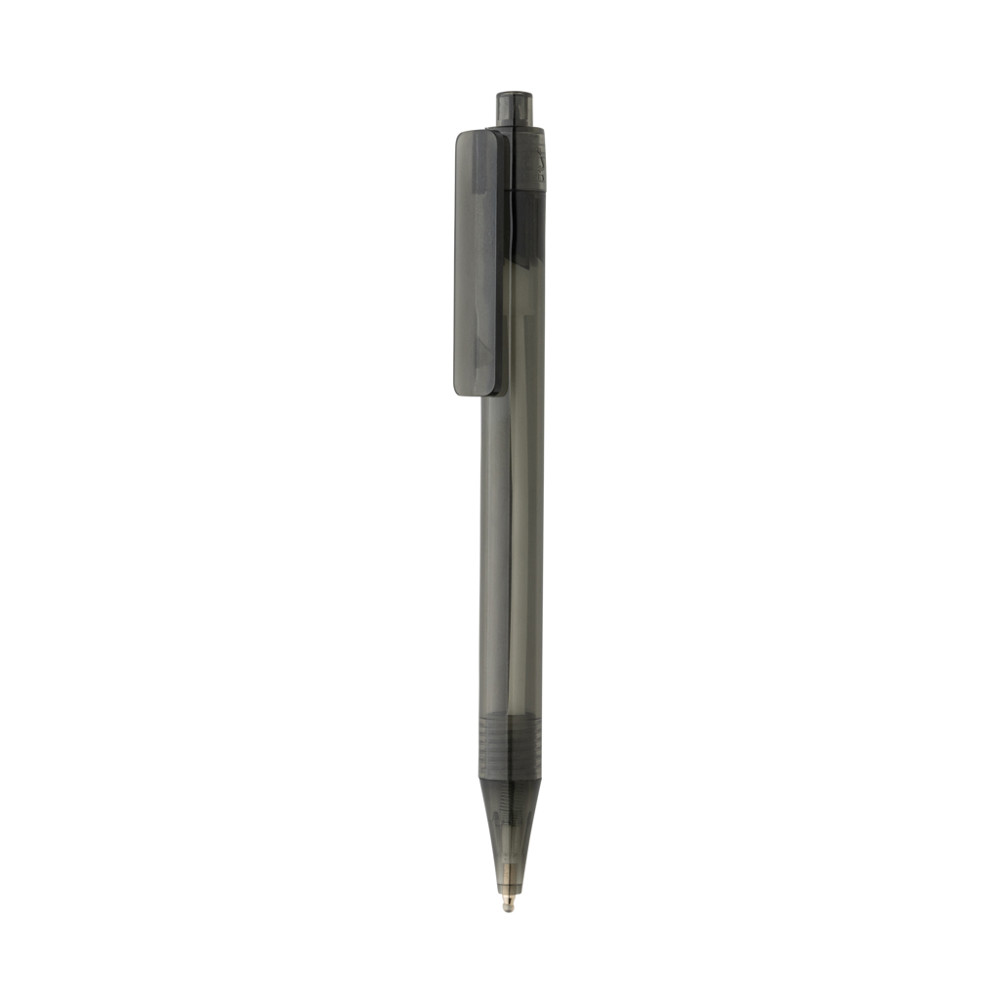 GRS RPET X8 transparante pen - zwart (± PMS Black)