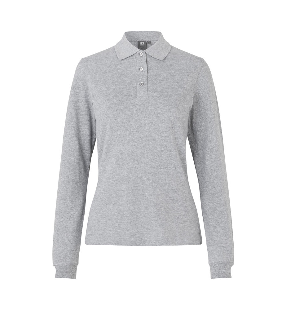 Poloshirt met lange mouw | stretch | dames - Grijs gemêleerd (C-210)