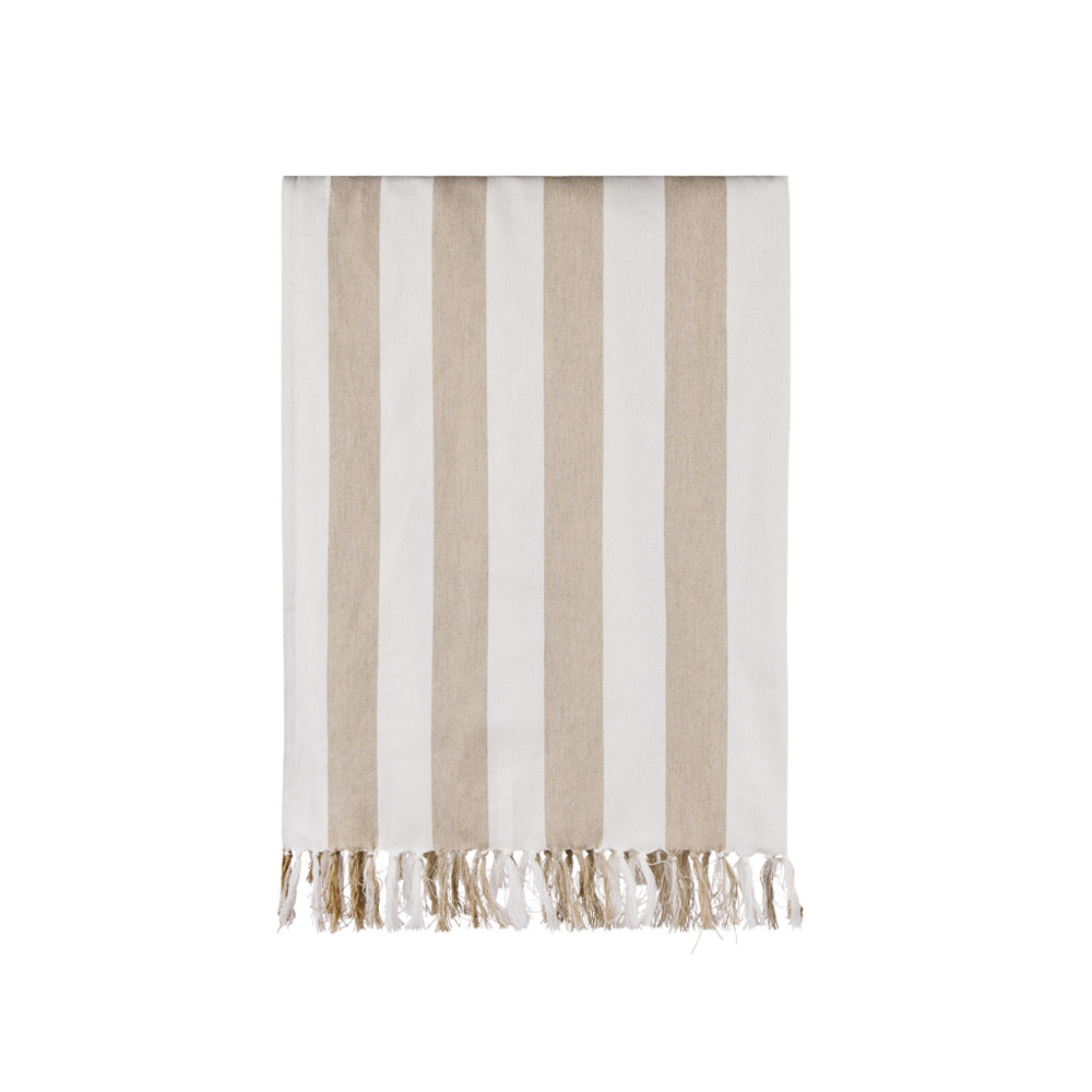 VINGA Ornos GRS katoenen hamamdoek - beige, wit (± PMS 13-0401 TPG/ ± PMS White)