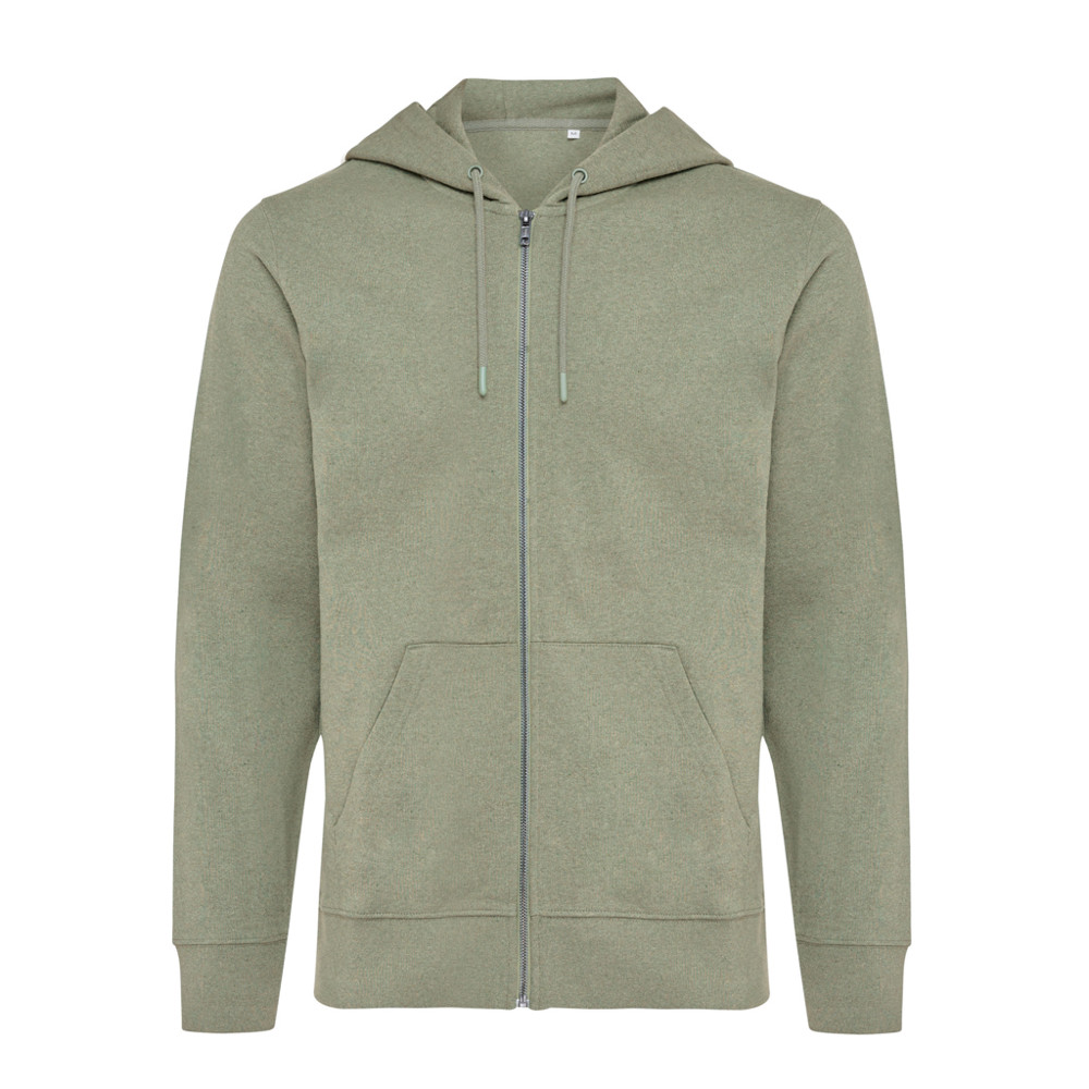 IQONIQ Abisko gerecycled katoen hoodie met rits - heather green (± PMS heather green)