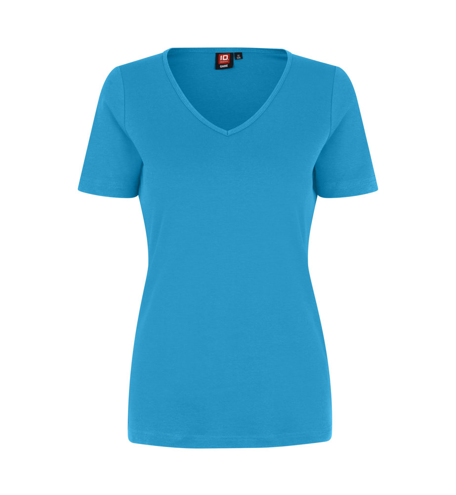 Interlock T-shirt | v-hals | dames - Turkoois (C-715)
