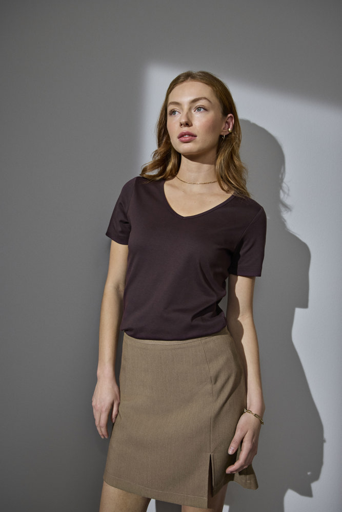 Interlock T-shirt | v-hals | dames