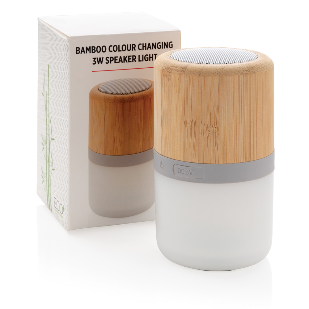Draadloze bamboe 3W speaker met sfeerlicht
