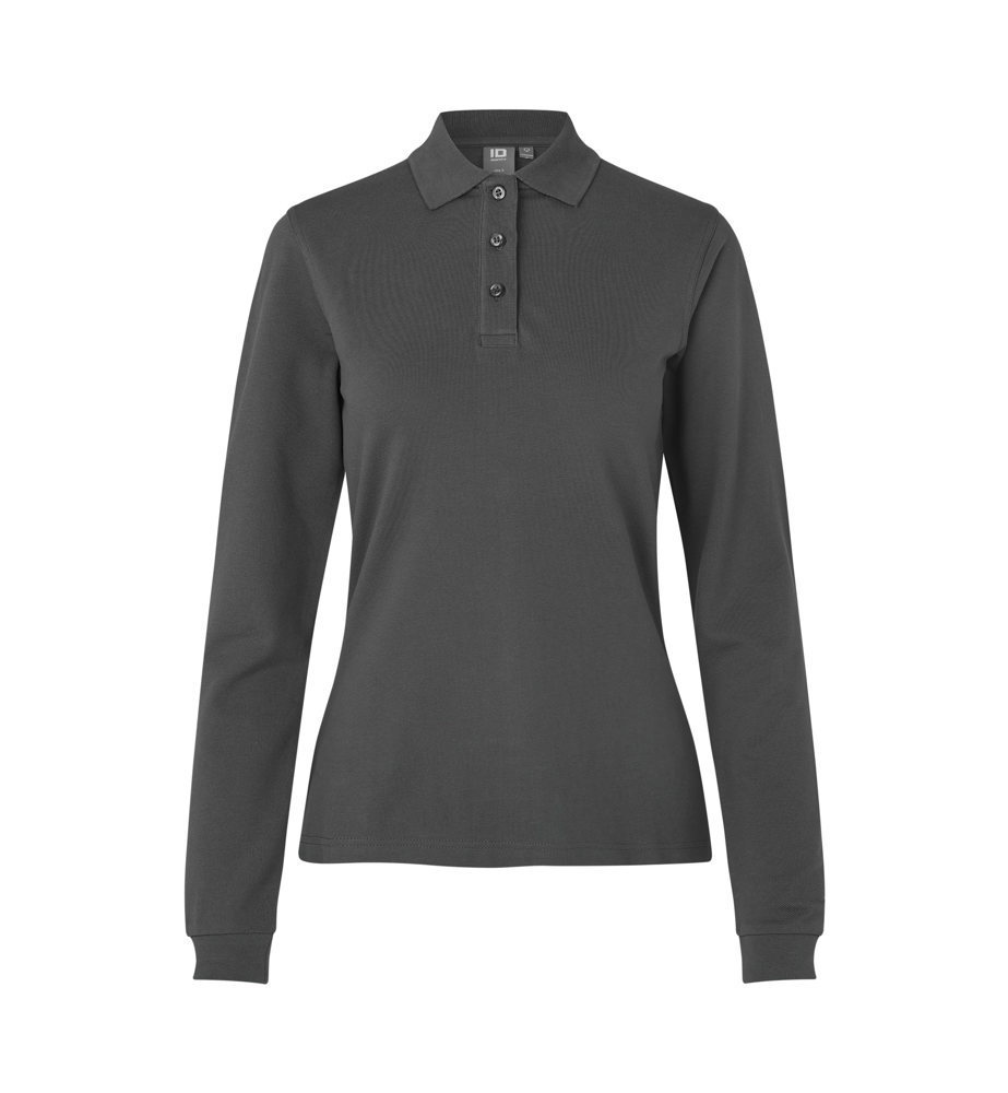 Poloshirt met lange mouw | stretch | dames - Houtskool (C-295)