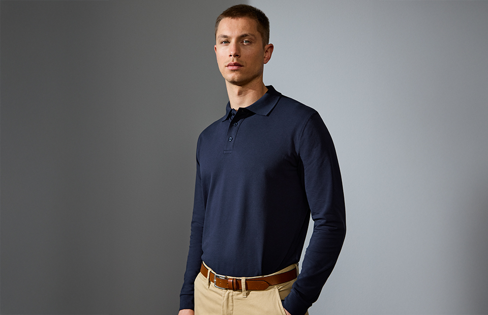 Poloshirt met lange mouw | stretch