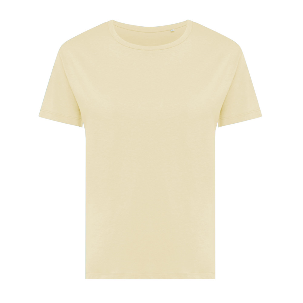 IQONIQ Yala dames lichtgewicht gerecycled katoen t-shirt - cream yellow (± PMS 12-0717 TCX)