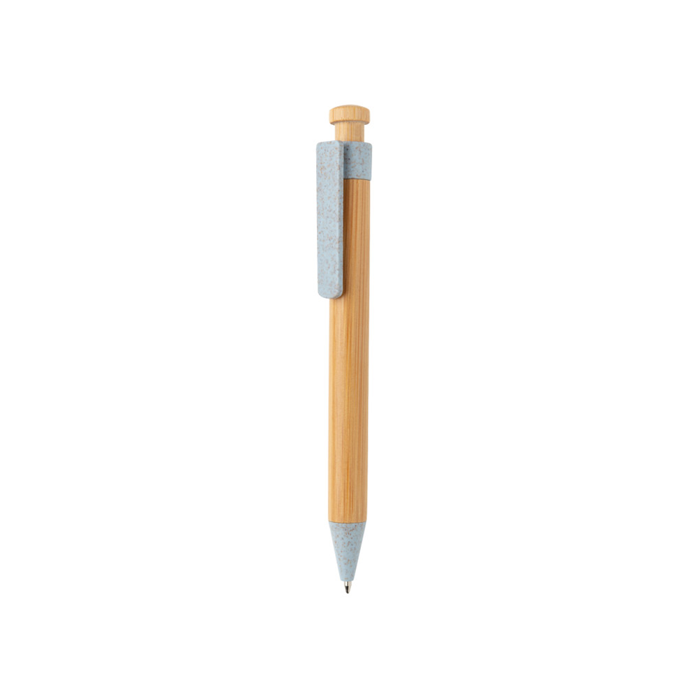 Bamboe pen met tarwestro clip - blauw (± PMS 2708)