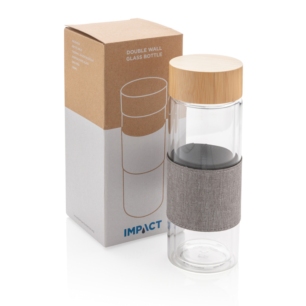 Impact dubbelwandige borosilicaat glazen drinkfles
