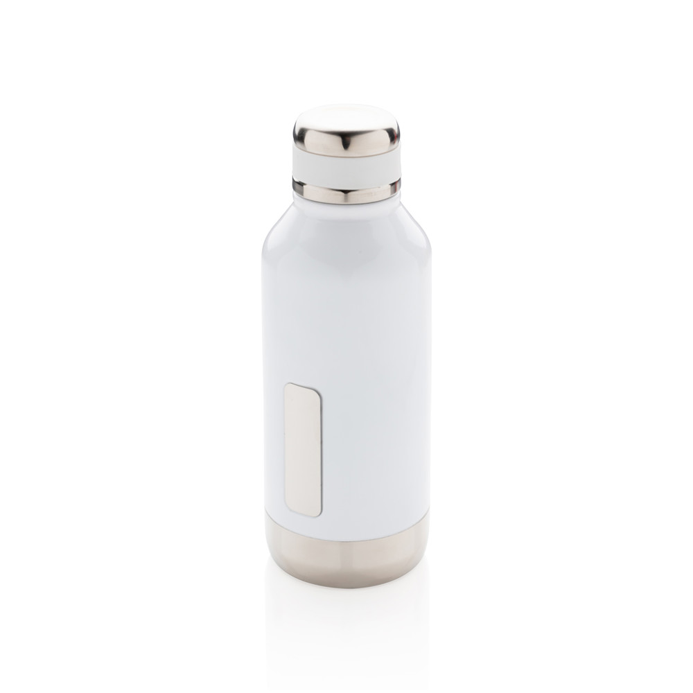 Lekvrije isoleerfles met logo plaatje - wit (± PMS White)