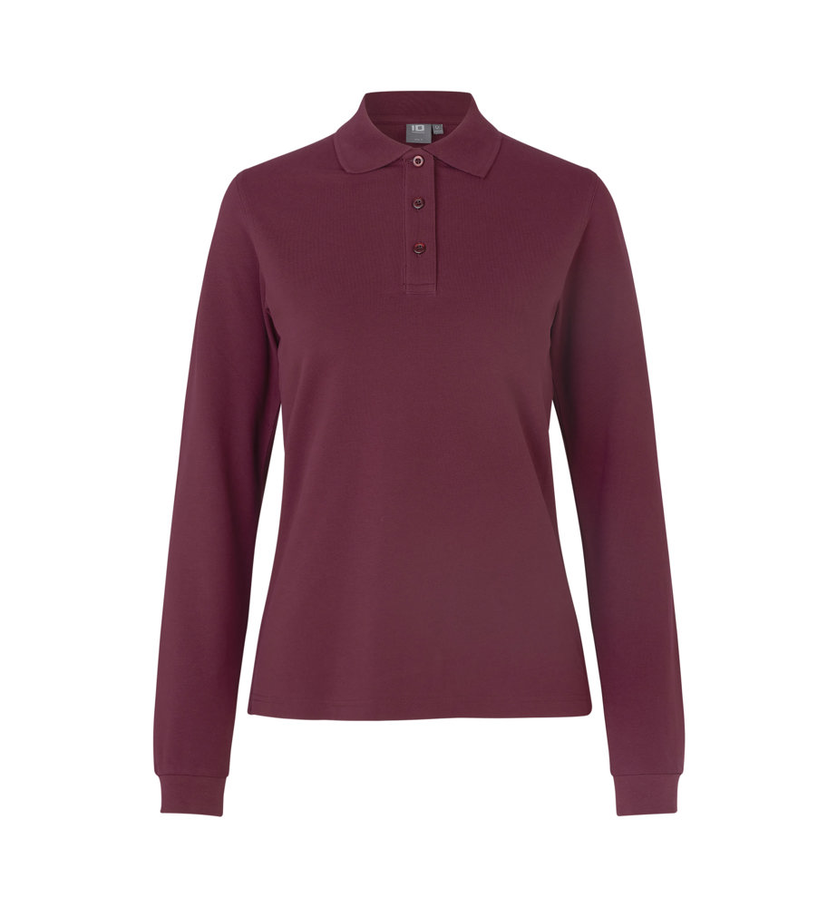 Poloshirt met lange mouw | stretch | dames - Bordeaux (C-345)