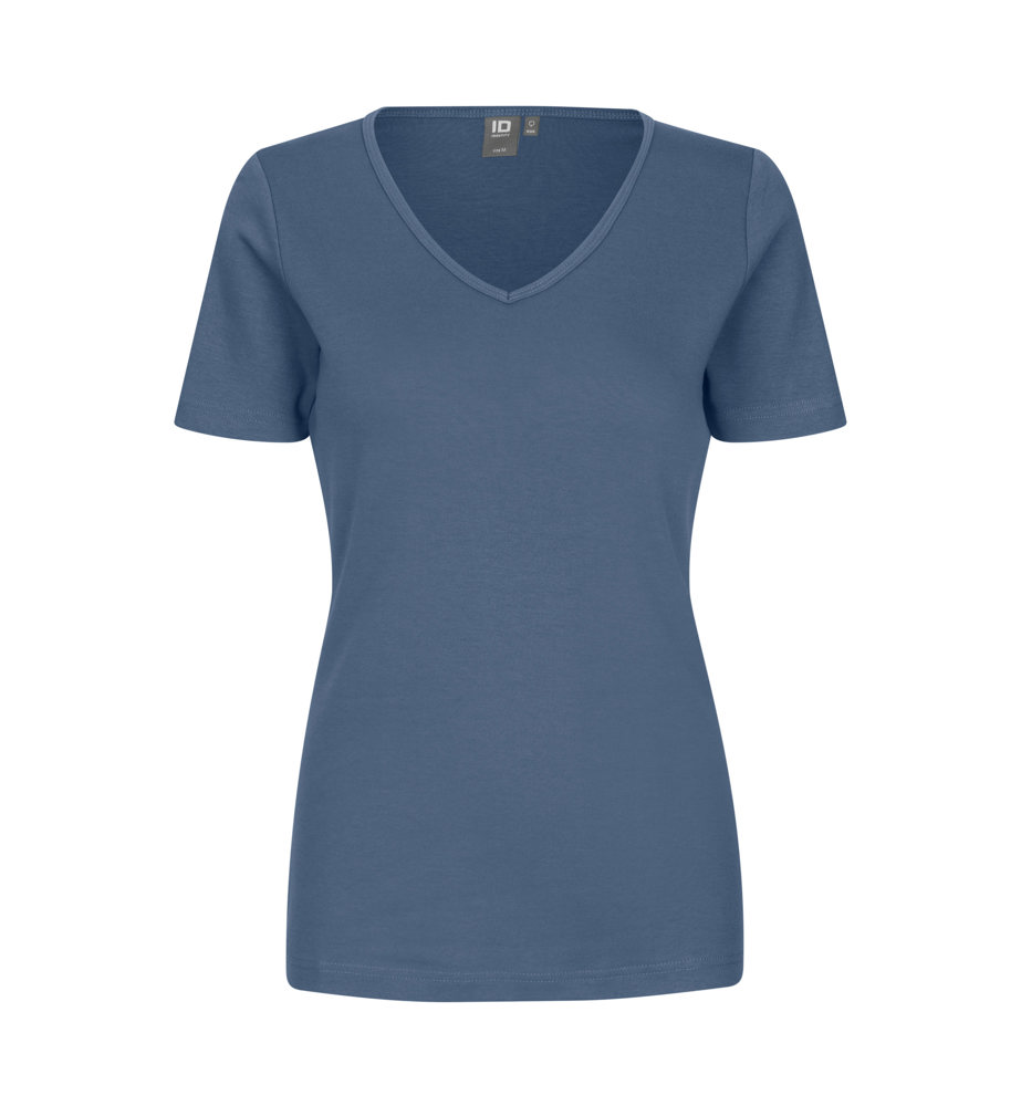 Interlock T-shirt | v-hals | dames - Indigo (C-780)